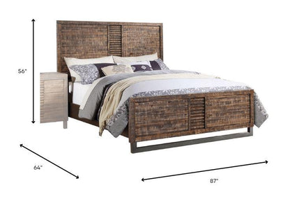 Solid Wood Queen Brown and Black Bed - FurniFindUSA