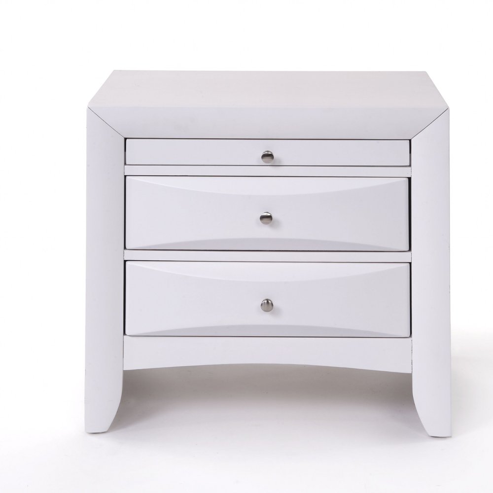 25" Espresso Three Drawers Solid Wood Nightstand HomeRoots