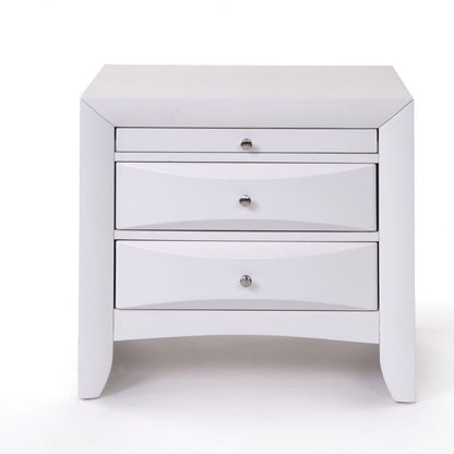 25" Espresso Three Drawers Solid Wood Nightstand HomeRoots