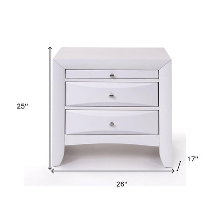 25" Espresso Three Drawers Solid Wood Nightstand HomeRoots
