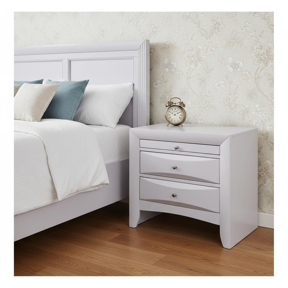 Elegant White 3 Drawer Nightstand HomeRoots