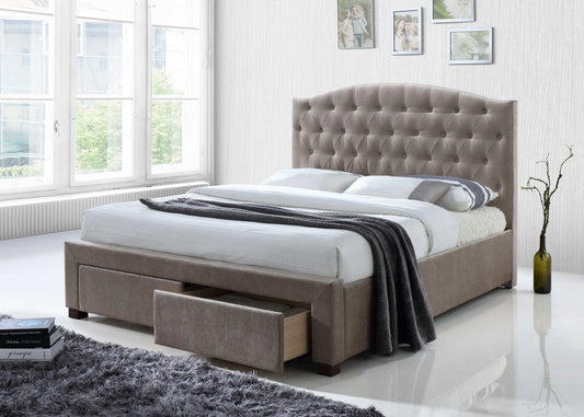 88" X 79" X 41" Mink Fabric King Bed With Storage - FurniFindUSA