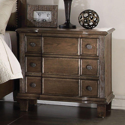 26" Brown Three Drawers Solid Wood Nightstand - FurniFindUSA