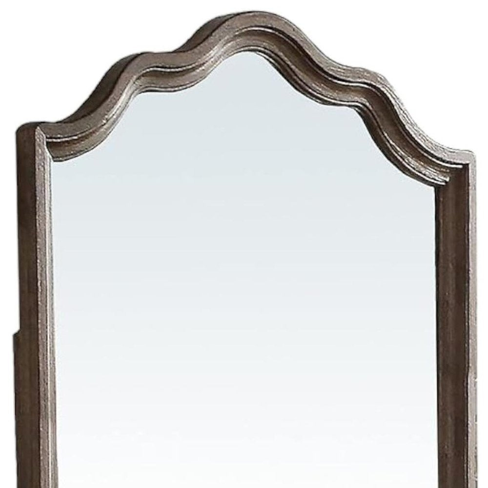 40" Gray Solid Wood Arch Dresser Mount Framed Mirror HomeRoots