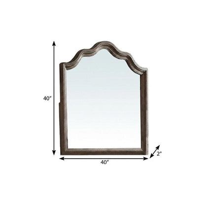 40" Gray Solid Wood Arch Dresser Mount Framed Mirror HomeRoots