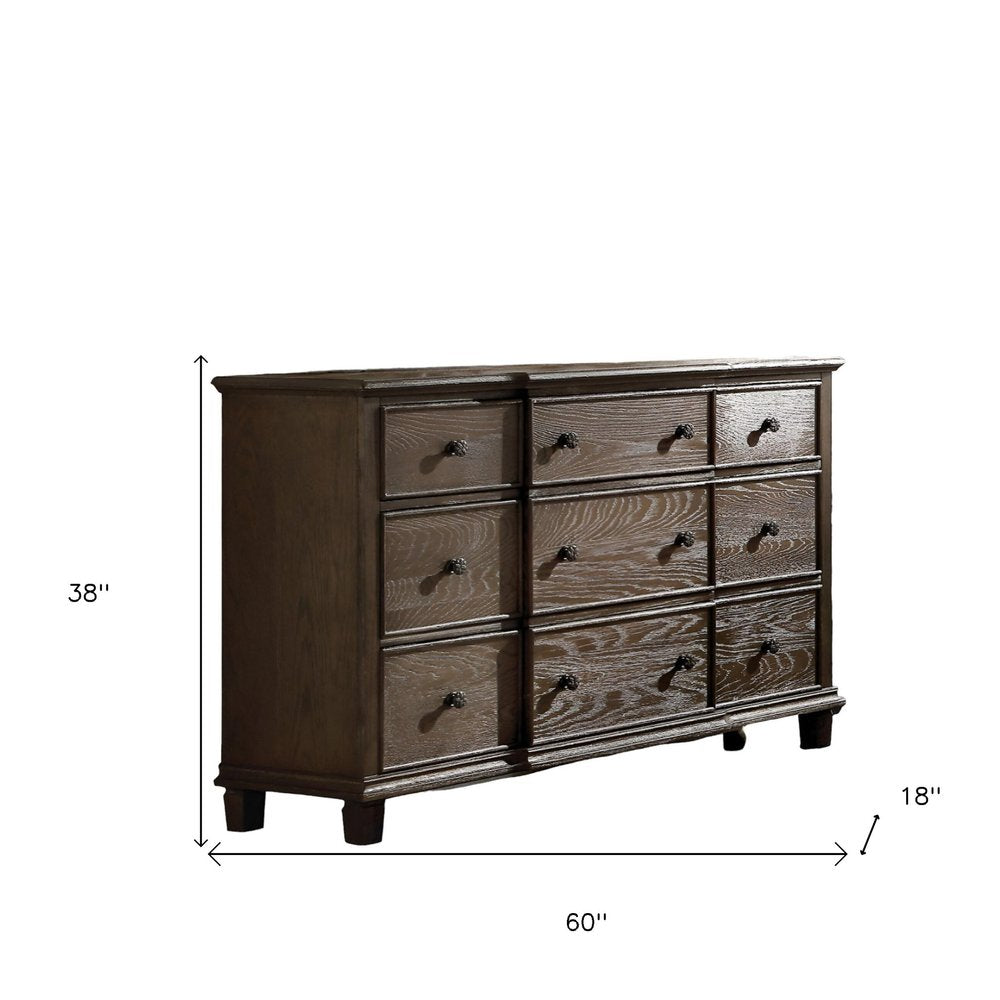 40" Oak Wood Five Drawer Dresser HomeRoots