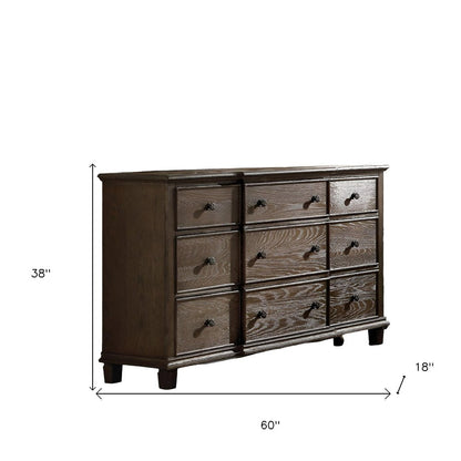 40" Oak Wood Five Drawer Dresser HomeRoots
