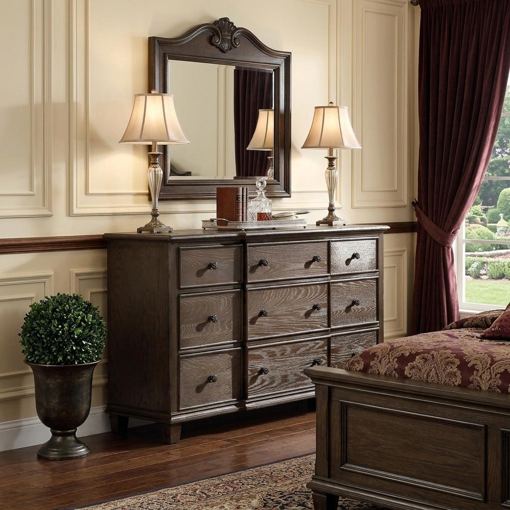 40" Oak Wood Five Drawer Dresser HomeRoots