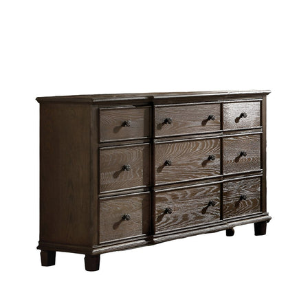 40" Oak Wood Five Drawer Dresser HomeRoots