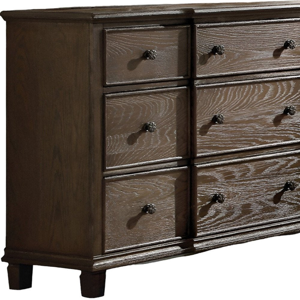 40" Oak Wood Five Drawer Dresser HomeRoots