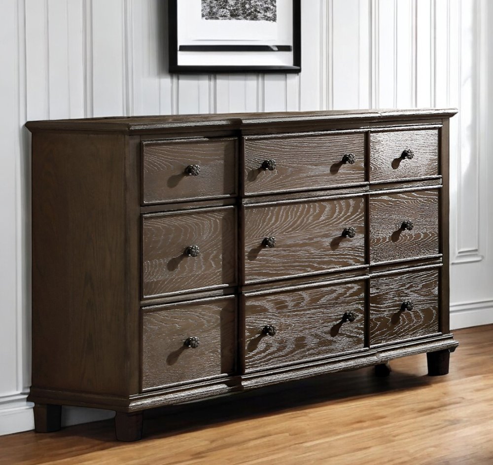40" Oak Wood Five Drawer Dresser HomeRoots