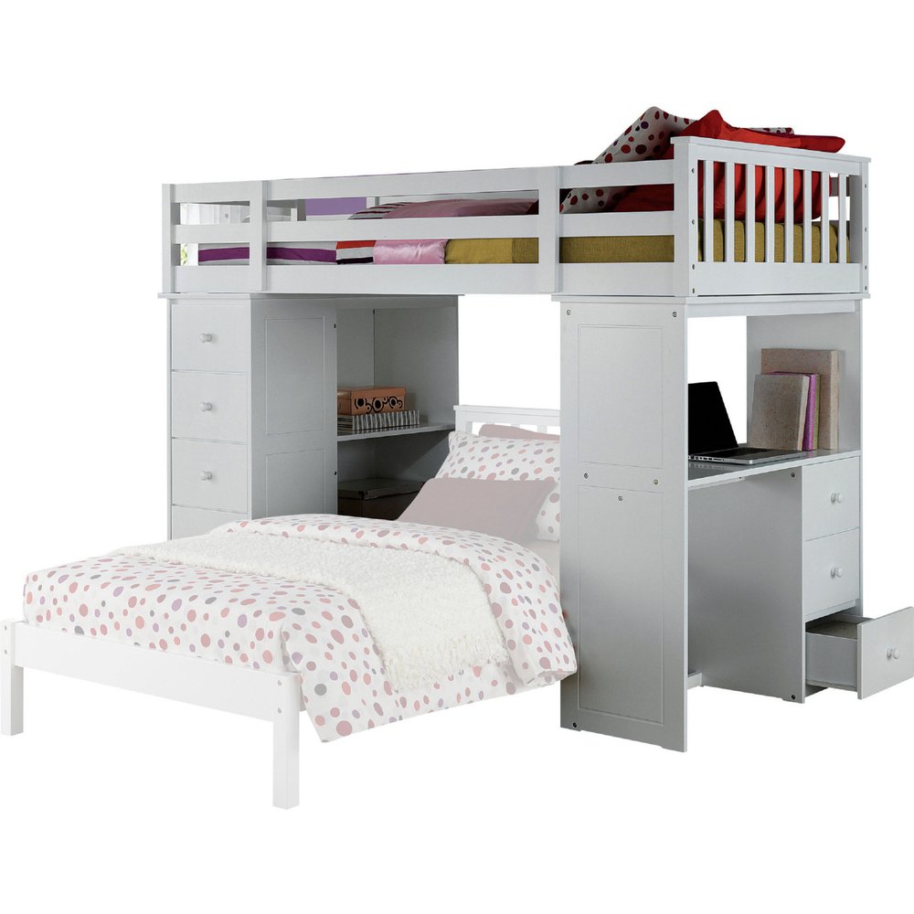 66" White Five Tier Standard Bookcase With Five Drawers HomeRoots