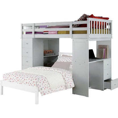 66" White Five Tier Standard Bookcase With Five Drawers HomeRoots