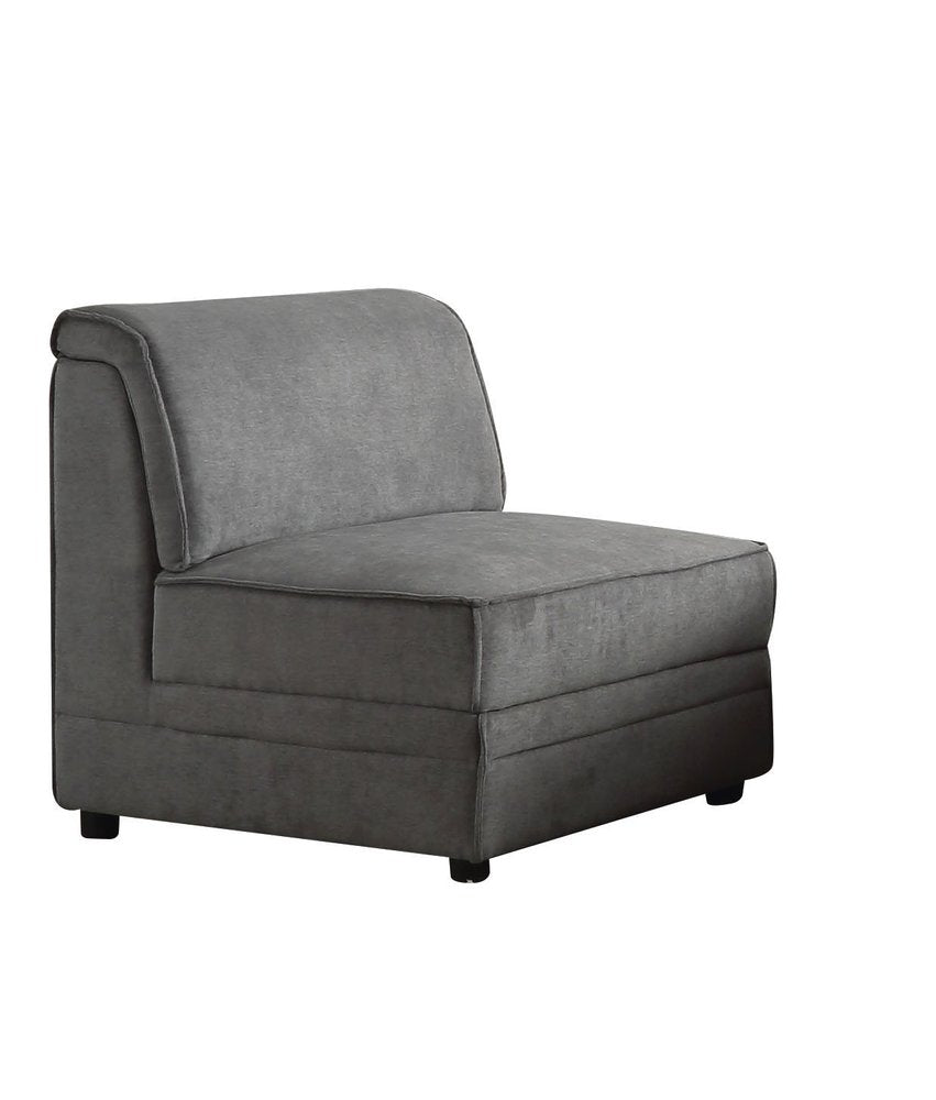 30" Gray and Black Velvet Slipper Chair HomeRoots