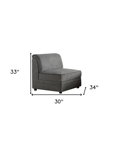 30" Gray and Black Velvet Slipper Chair HomeRoots