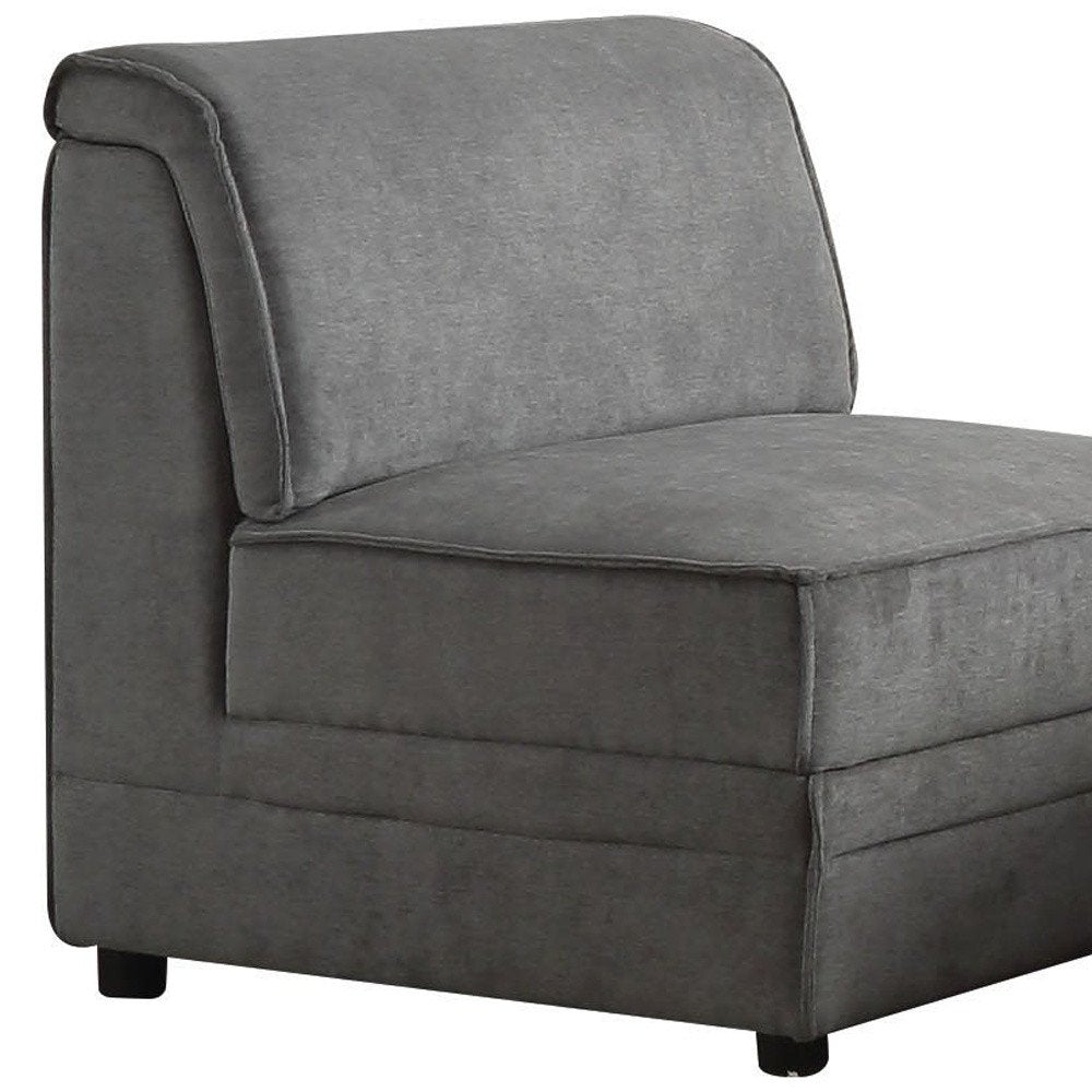 30" Gray and Black Velvet Slipper Chair HomeRoots