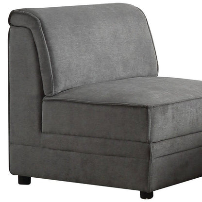 30" Gray and Black Velvet Slipper Chair HomeRoots