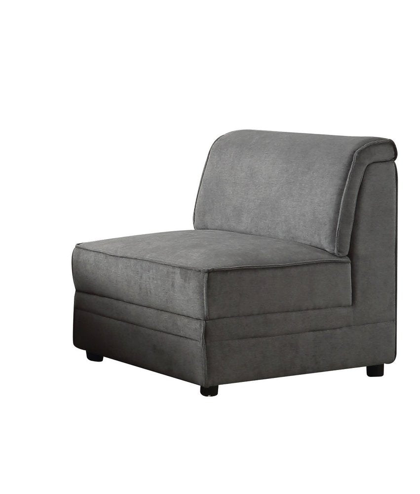 30" Gray and Black Velvet Slipper Chair HomeRoots