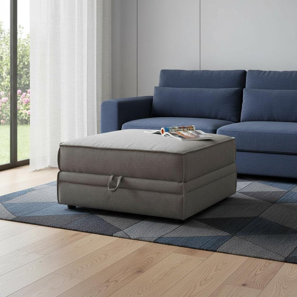 30" Gray Velvet Ottoman With Storage HomeRoots