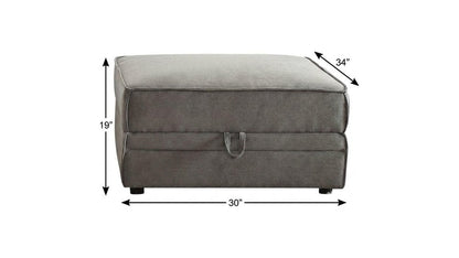 30" Gray Velvet Ottoman With Storage HomeRoots