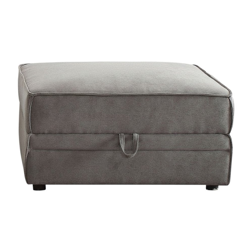 30" Gray Velvet Ottoman With Storage — view 1