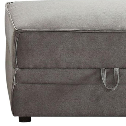 30" Gray Velvet Ottoman With Storage HomeRoots