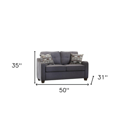 50" Gray 100% Linen Love Seat