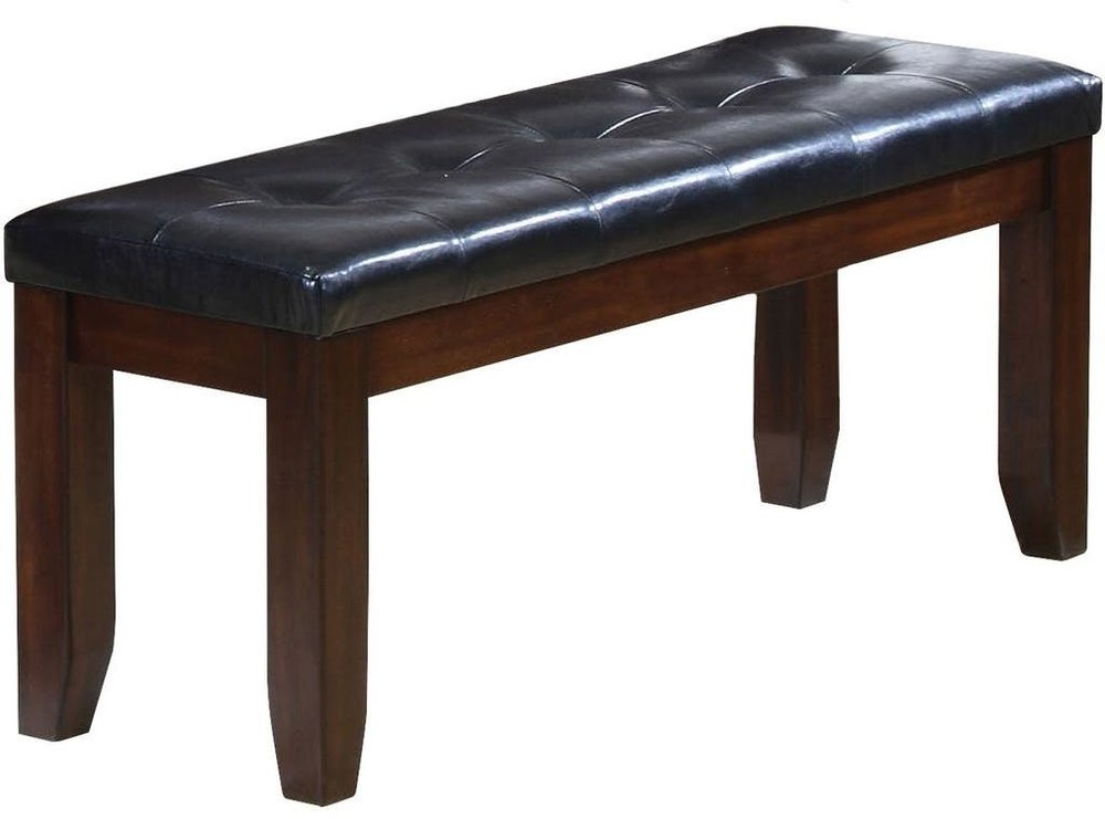 48" Black and Espresso Faux Leather Upholstered Bench HomeRoots