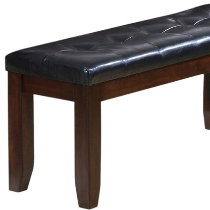 48" Black and Espresso Faux Leather Upholstered Bench HomeRoots