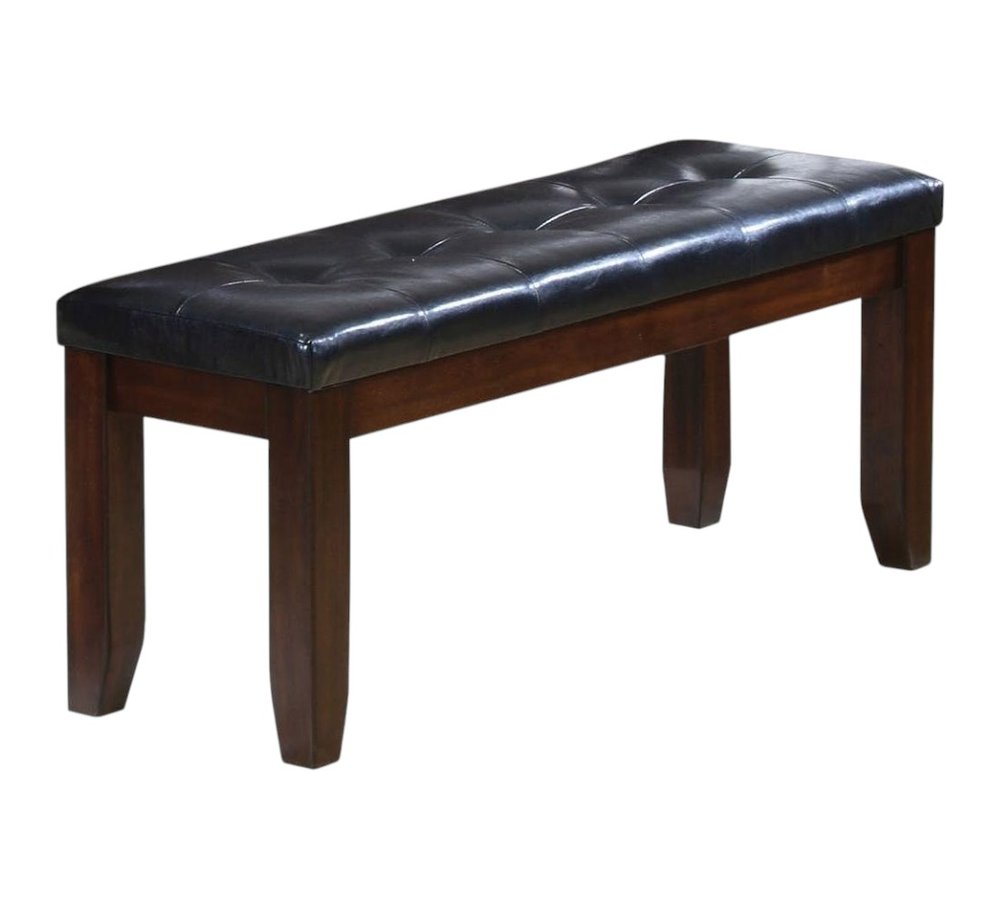 48" Black and Espresso Faux Leather Upholstered Bench HomeRoots
