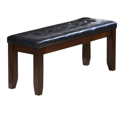 48" Black and Espresso Faux Leather Upholstered Bench HomeRoots