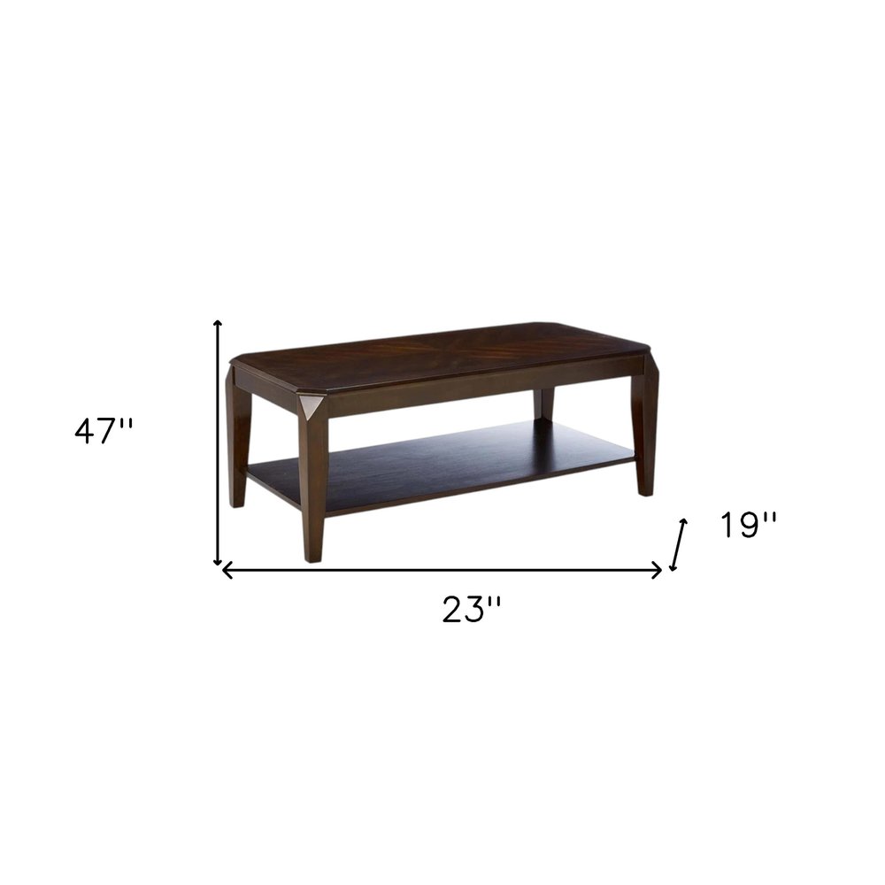 Dark Brown Solid Wood Coffee Table With Shelf HomeRoots