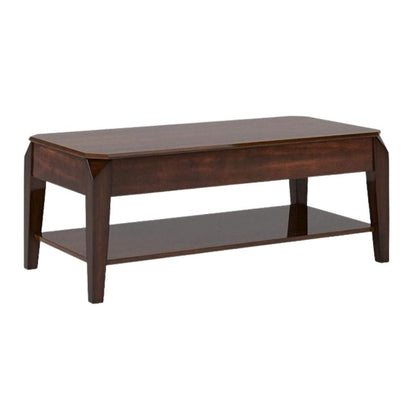 47" Dark Brown Wood Lift Top Coffee Table With Shelf HomeRoots