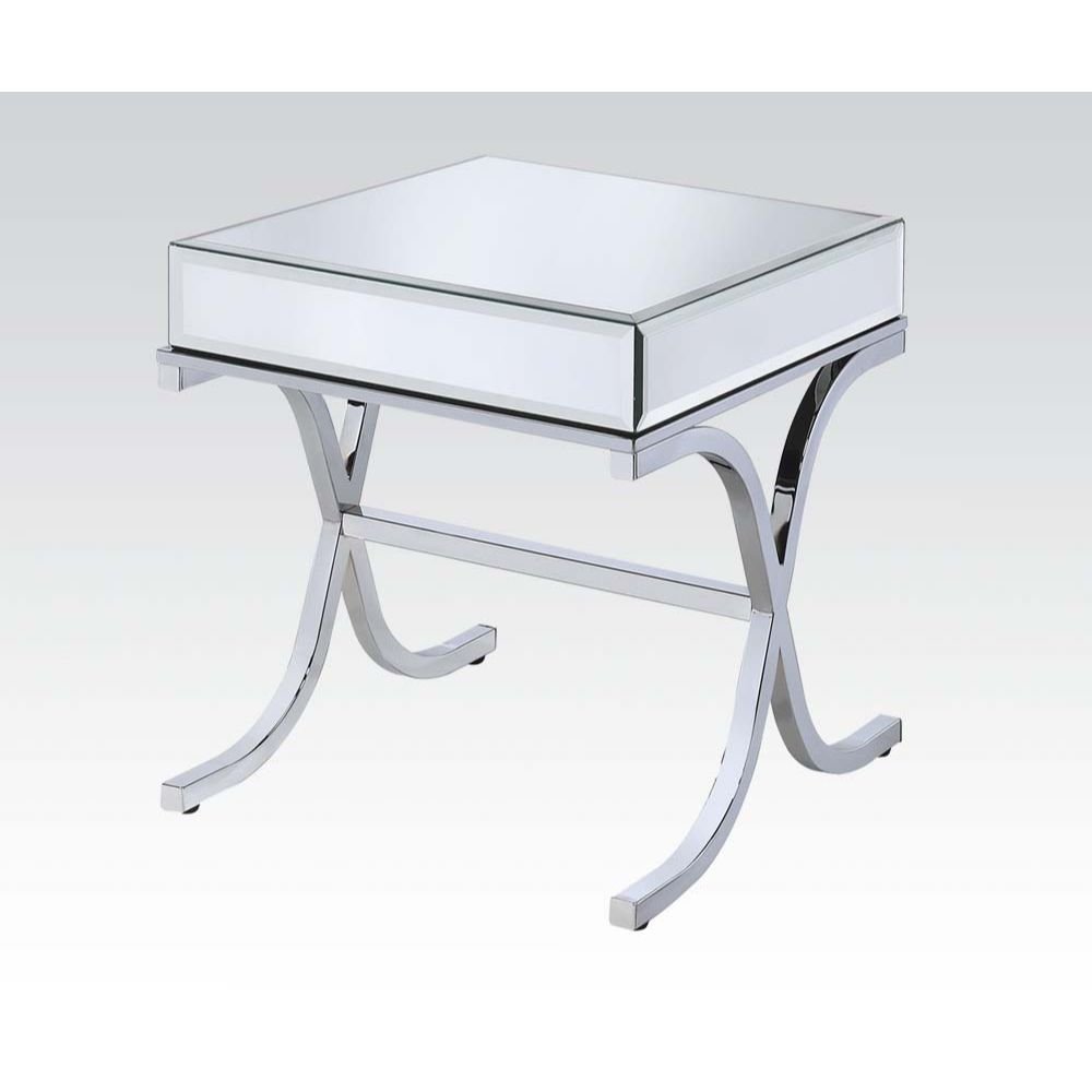 22" Silver And Clear Glass Square Mirrored End Table HomeRoots