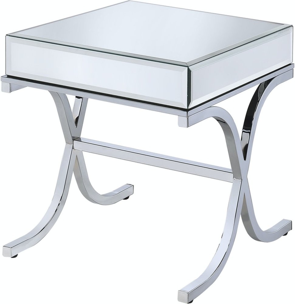 22" Silver And Clear Glass Square Mirrored End Table HomeRoots