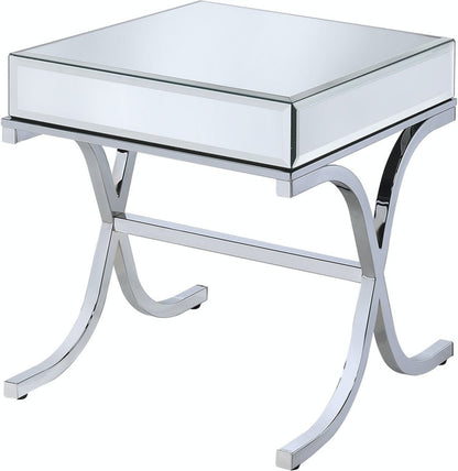 22" Silver And Clear Glass Square Mirrored End Table HomeRoots
