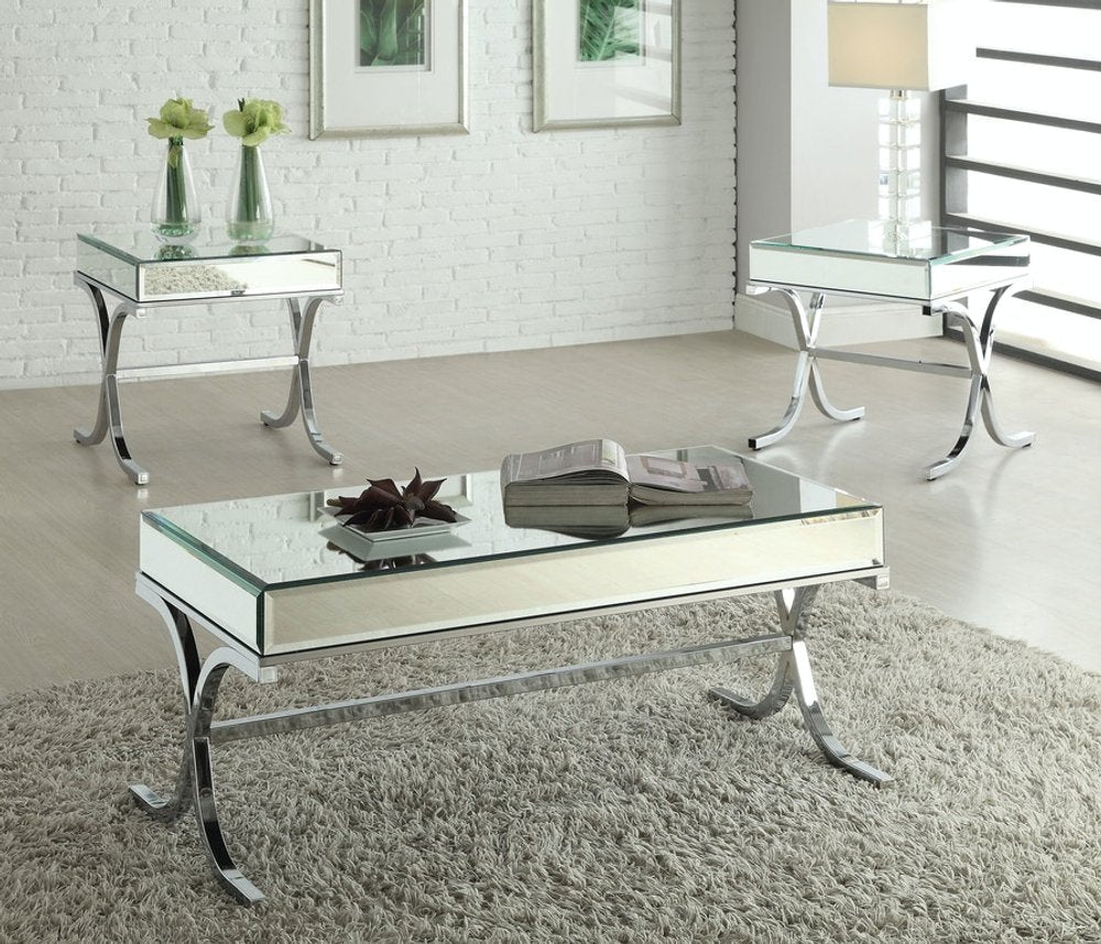 22" Silver And Clear Glass Square Mirrored End Table HomeRoots
