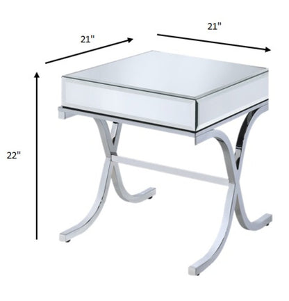 22" Silver And Clear Glass Square Mirrored End Table HomeRoots