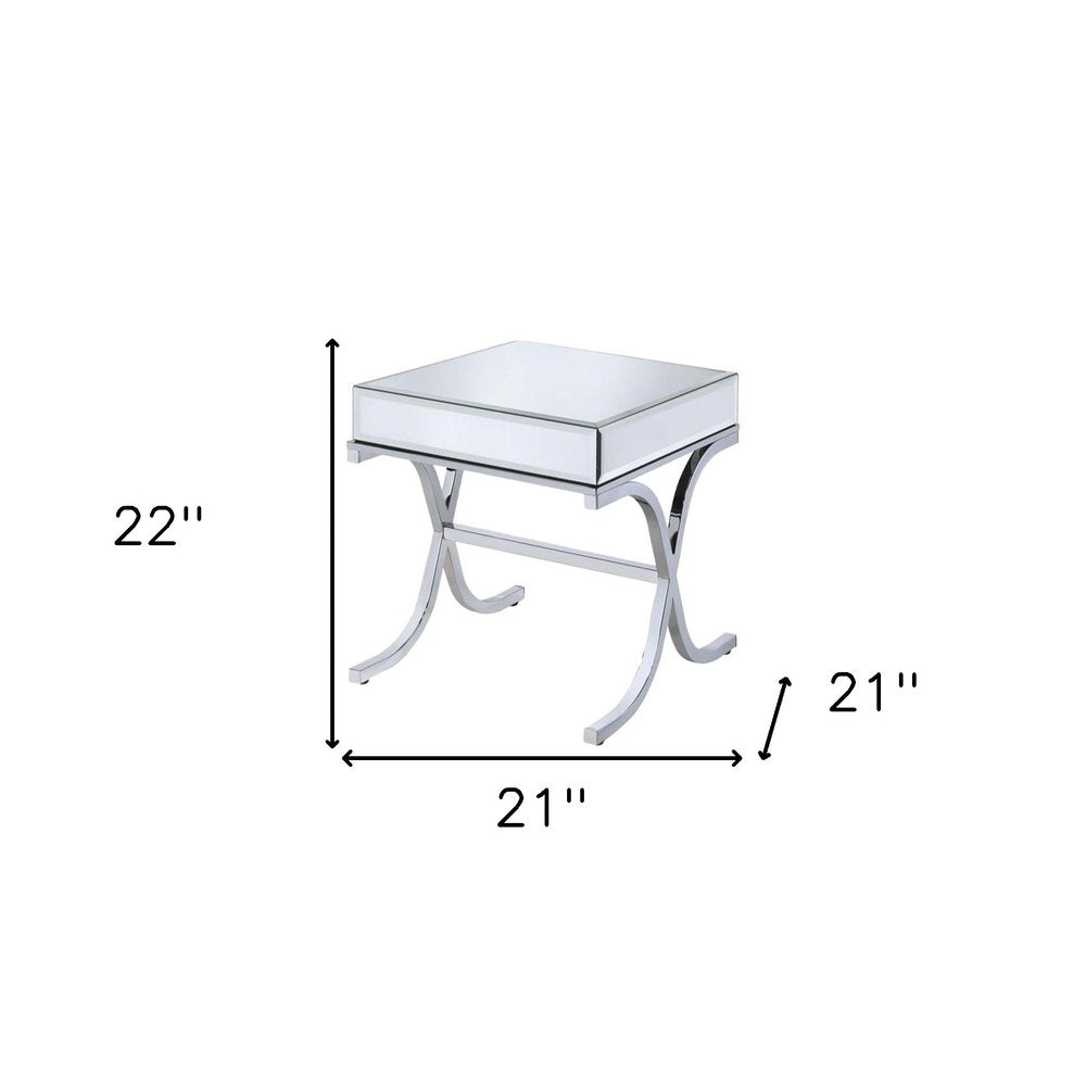 22" Silver And Clear Glass Square Mirrored End Table HomeRoots