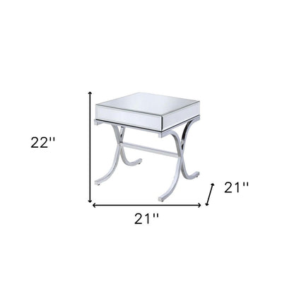22" Silver And Clear Glass Square Mirrored End Table HomeRoots