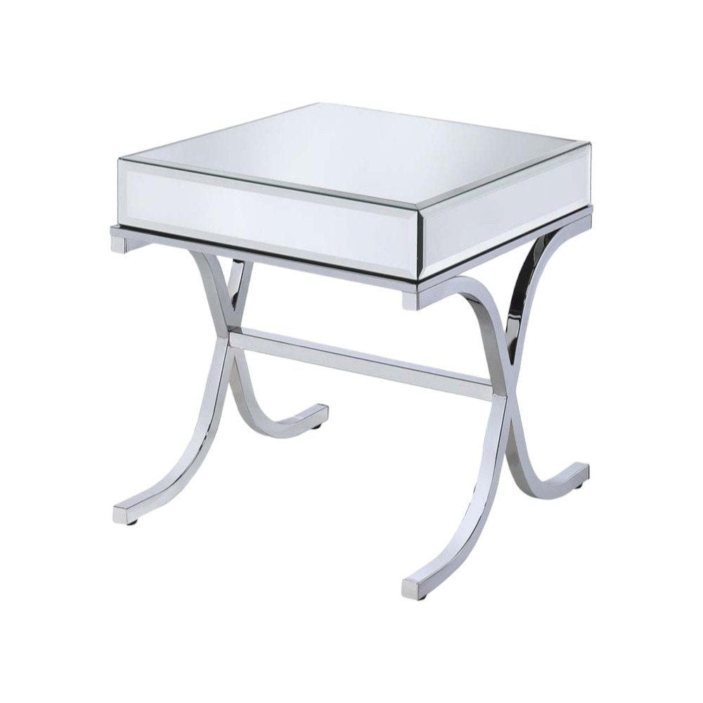 22" Silver And Clear Glass Square Mirrored End Table HomeRoots