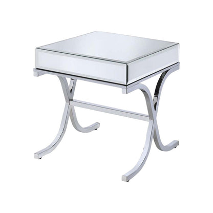 22" Silver And Clear Glass Square Mirrored End Table HomeRoots