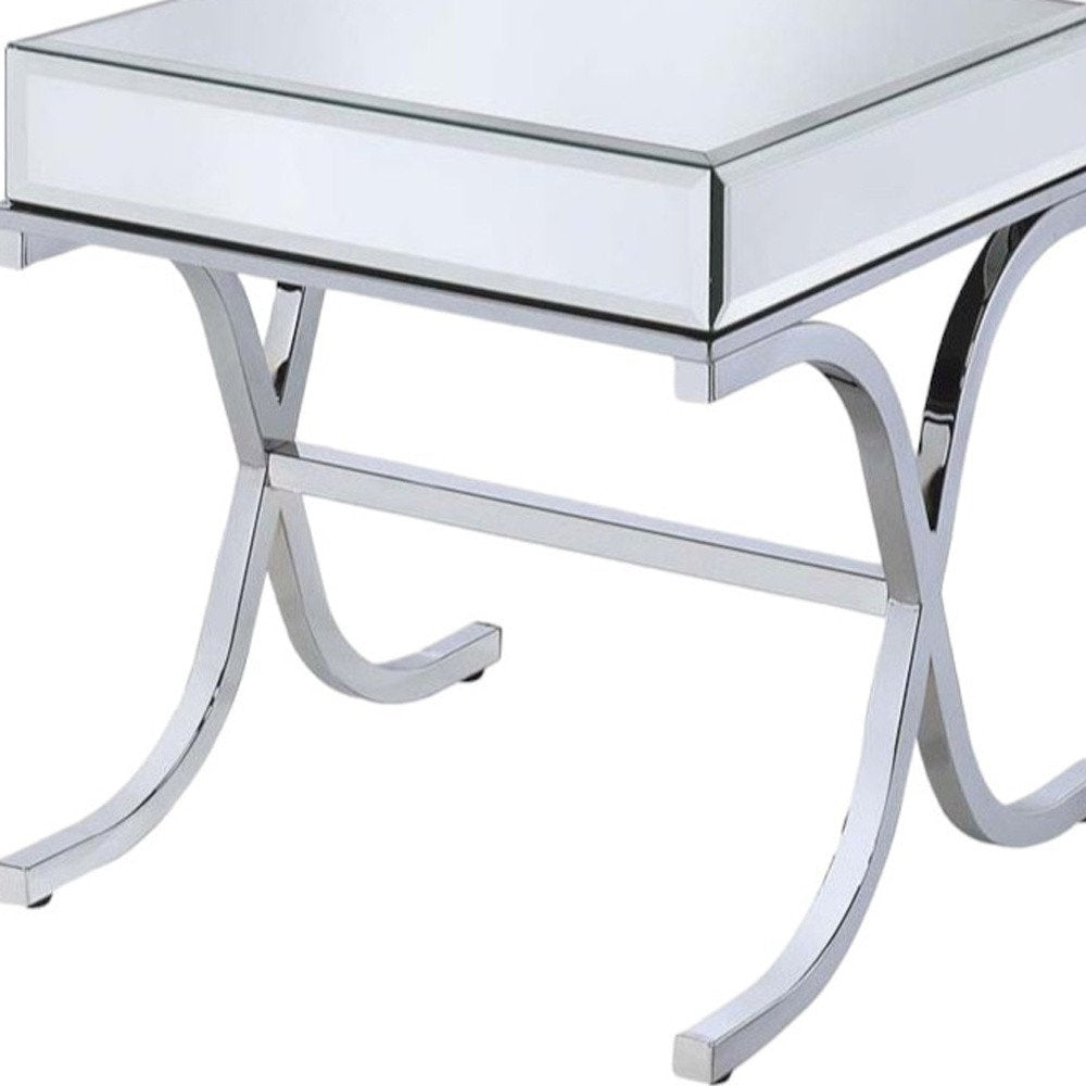 22" Silver And Clear Glass Square Mirrored End Table HomeRoots