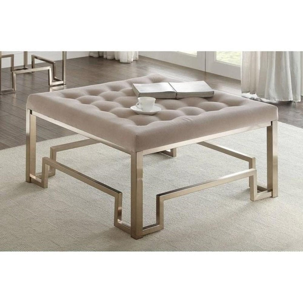 36" Champagne Polyester Tufted Cocktail Ottoman — view 7