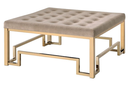 36" Champagne Polyester Tufted Cocktail Ottoman HomeRoots