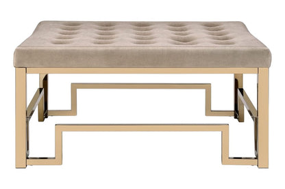 36" Champagne Polyester Tufted Cocktail Ottoman HomeRoots
