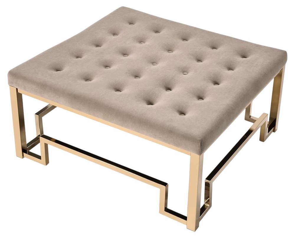36" Champagne Polyester Tufted Cocktail Ottoman — view 4
