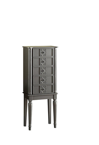 40" Silver 5 Mirrored Nightstand - FurniFindUSA