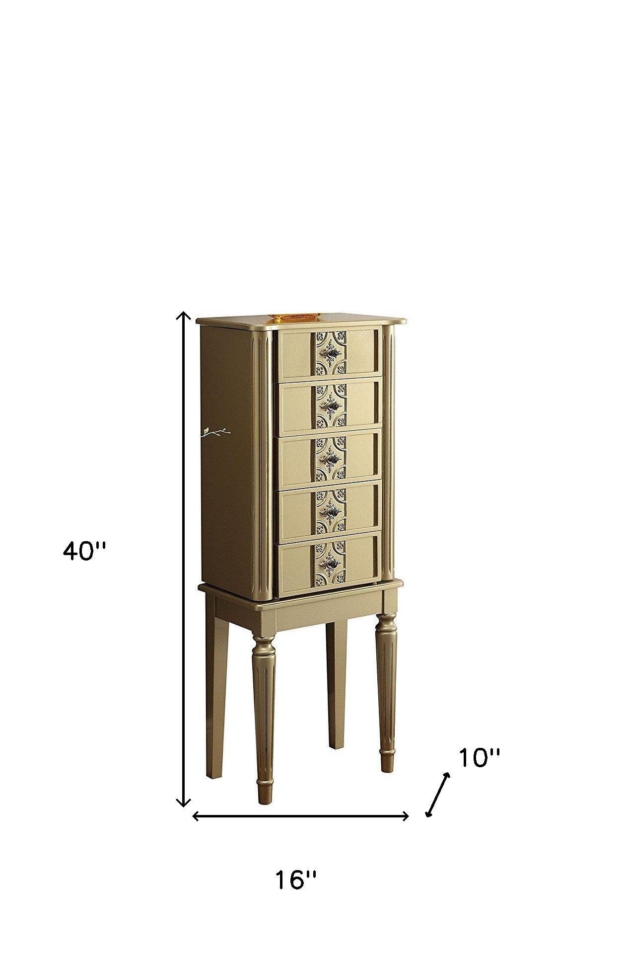 40" Silver 5 Mirrored Nightstand - FurniFindUSA