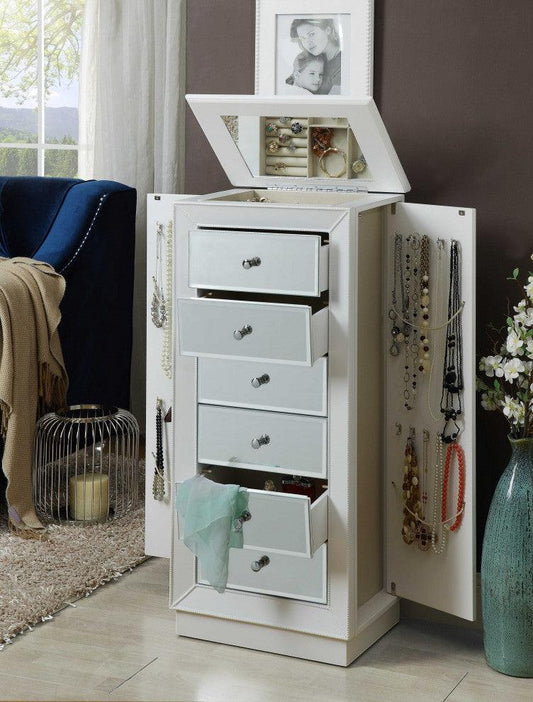 38" White 6 Mirrored Nightstand - FurniFindUSA